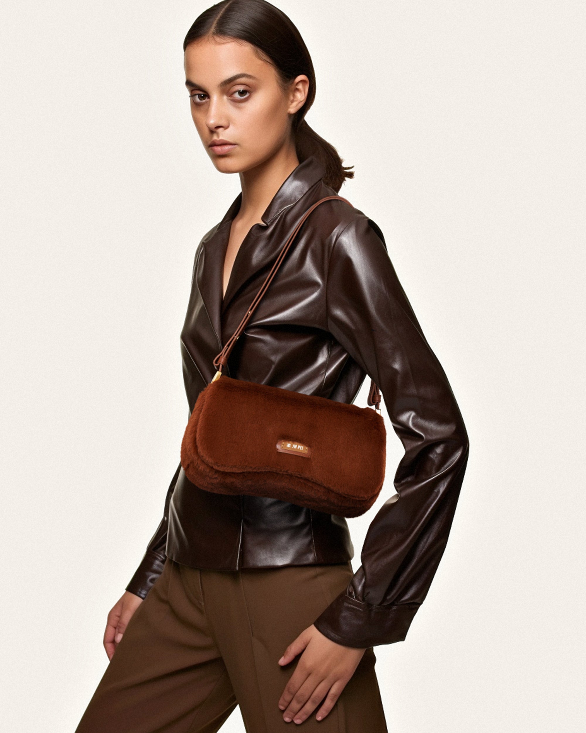 Joy Faux Fur Shoulder Bag - Caramel Online Shopping - JW Pei