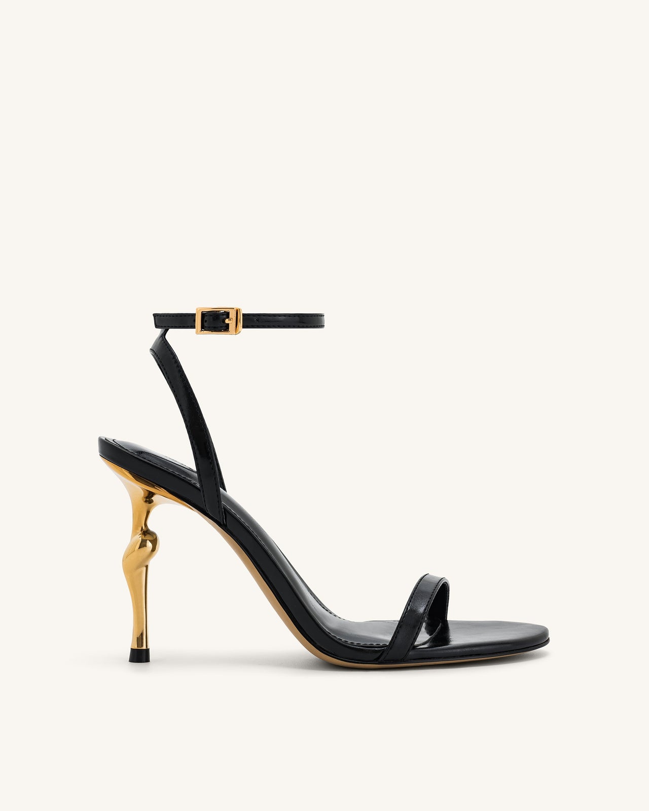 Alivia Gold Metal Heel Sandals - Black