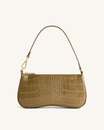 Eva Shoulder Handbag - Dark Olive Croc