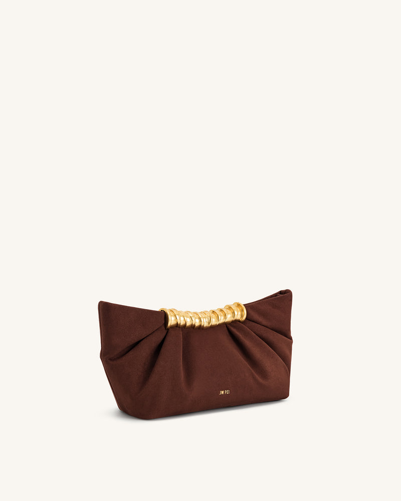 Leia Pleated Clutch - Dark Brown