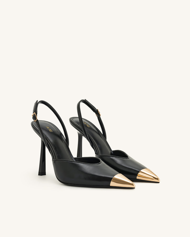 Savannah Gold Tipped Slingback Pumps - Black