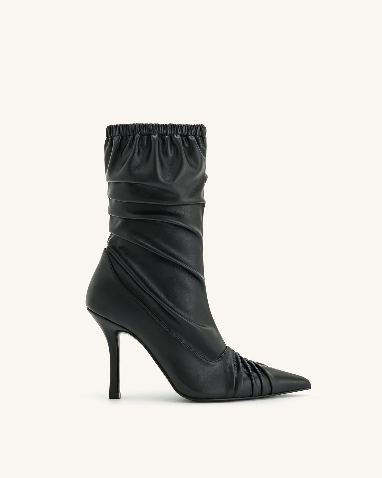 Joanne Paneled Detailing leather Ankle Boots - Black