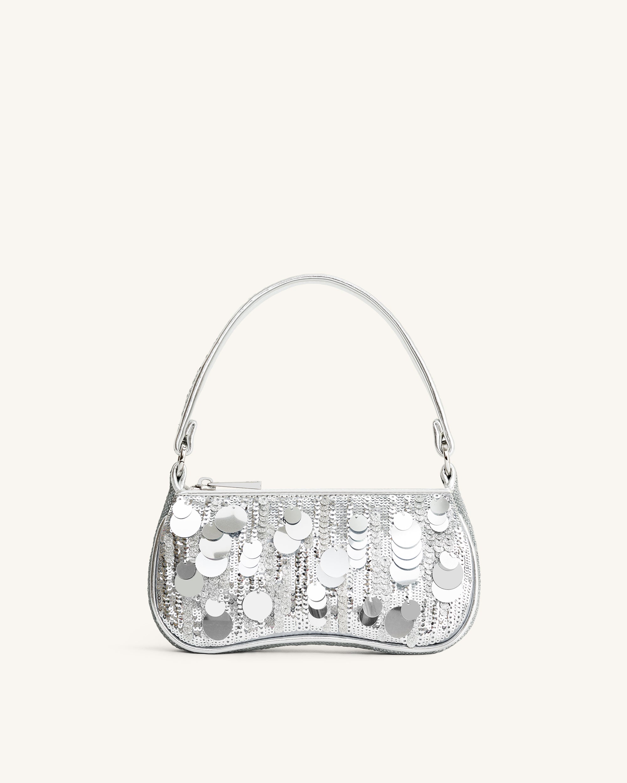 Eva Metallic Sequin Mini Shoulder Bag - Silver - JW PEI