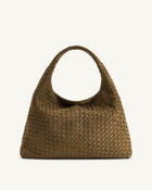 Iaura Faux Suede Woven Shoulder Bag - Olive Green