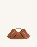 Lila Metal Frame Clutch - Brown