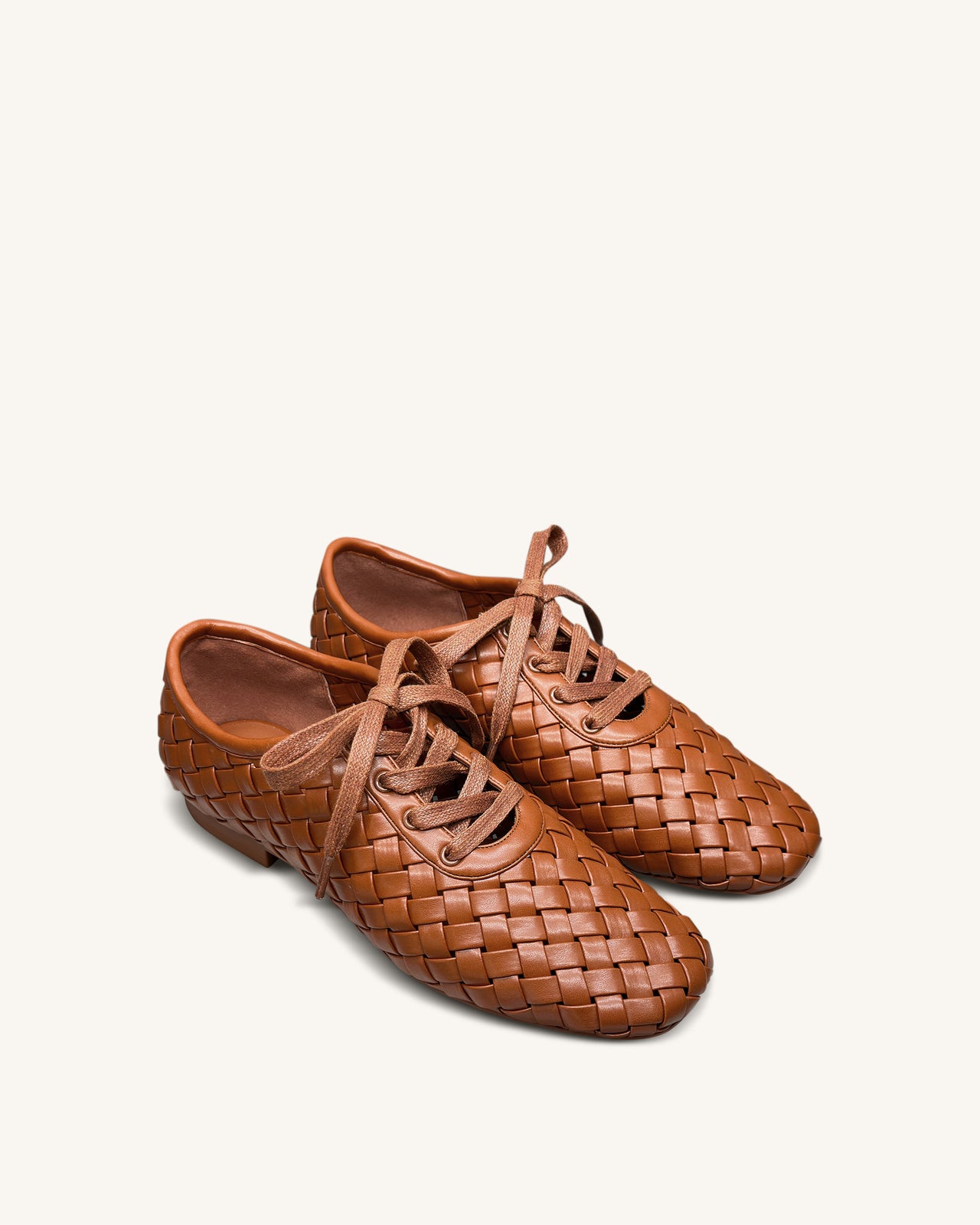 Kayla Weave Strap Flat Shoes - Brown