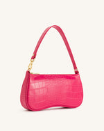 Eva Shoulder Handbag - Magenta Croc