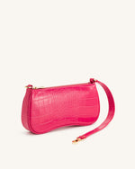 Eva Shoulder Handbag - Magenta Croc