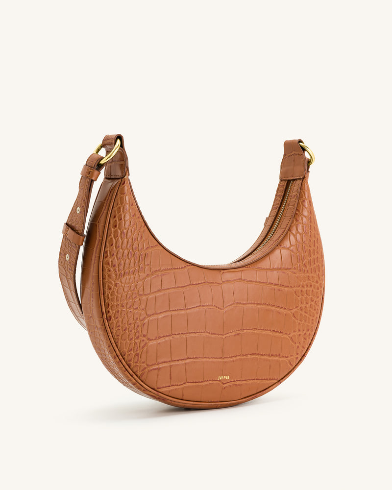 Carly Saddle Bag - Acorn Brown Croc