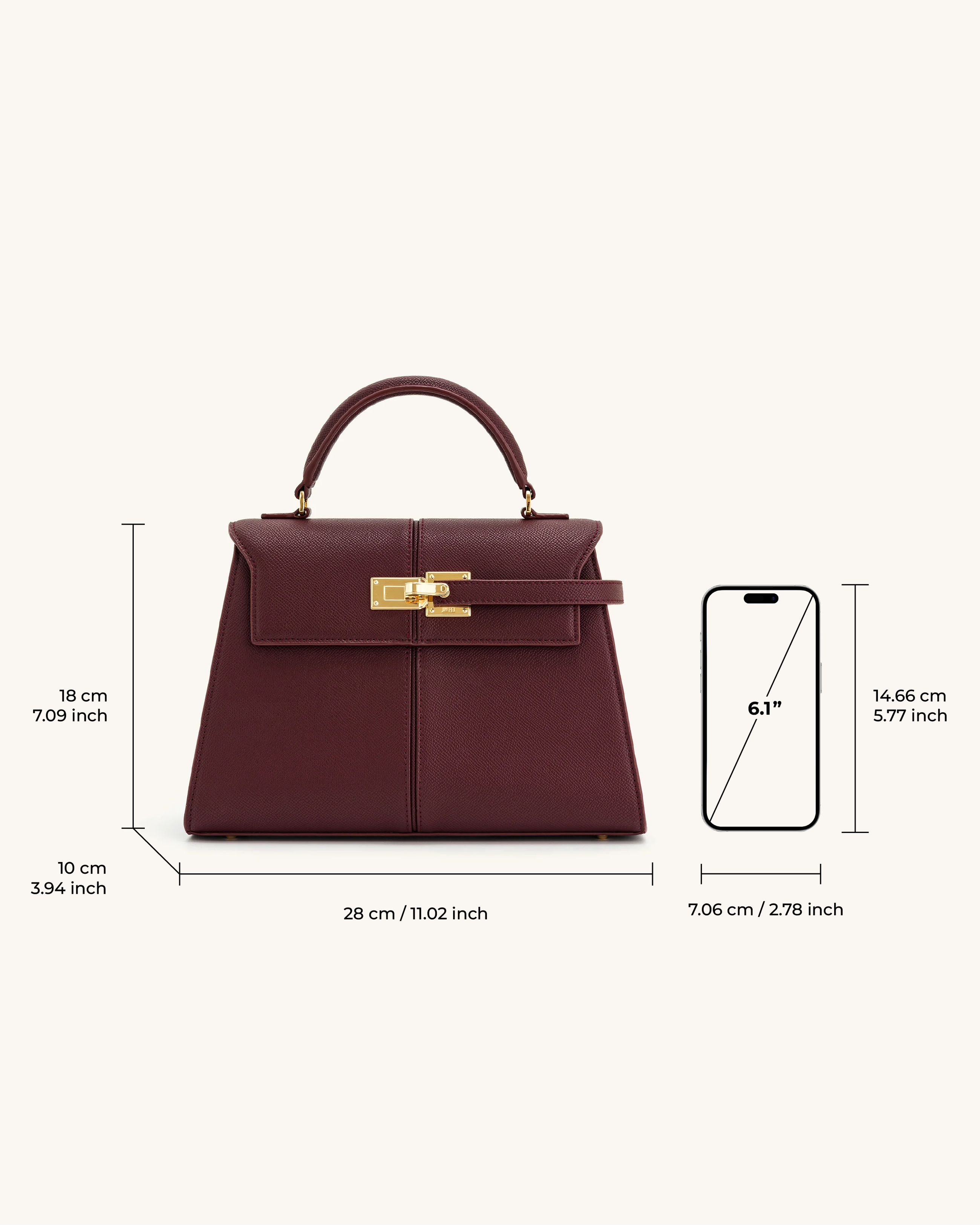 Elise Large Top Handle Bag - Claret