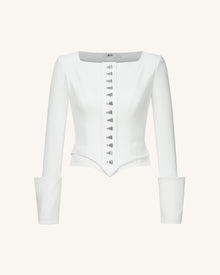 Lydia Corset-Inspired Blazer - White