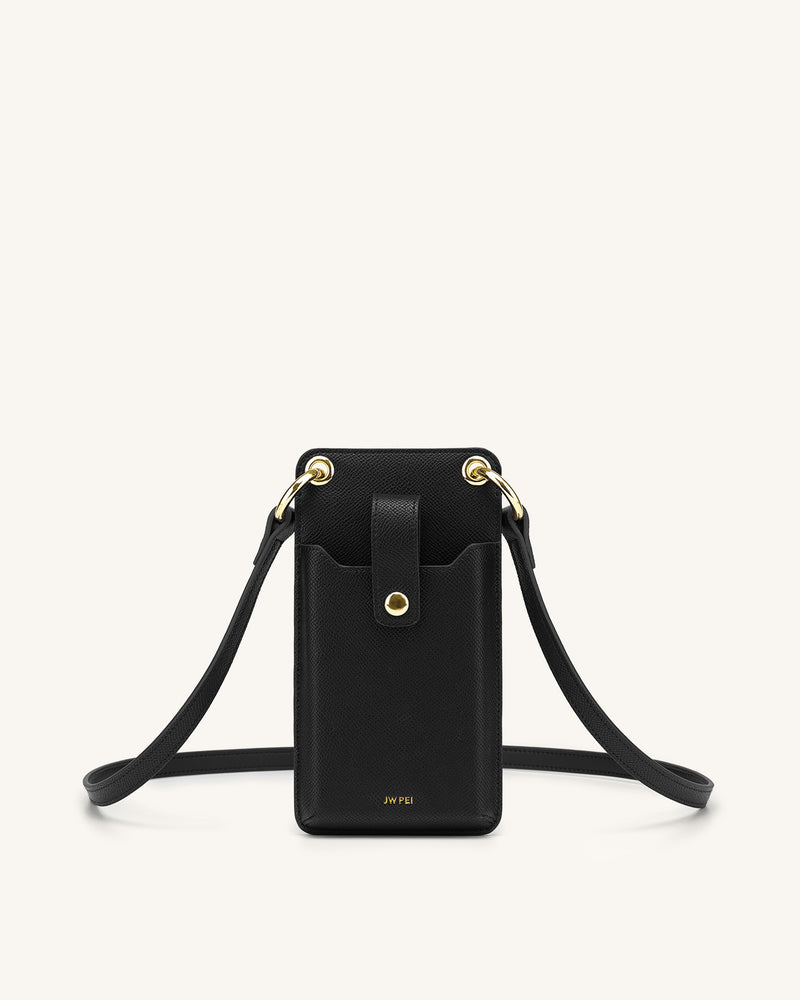 Quinn Phone Bag - Black Grained Vegan Leather